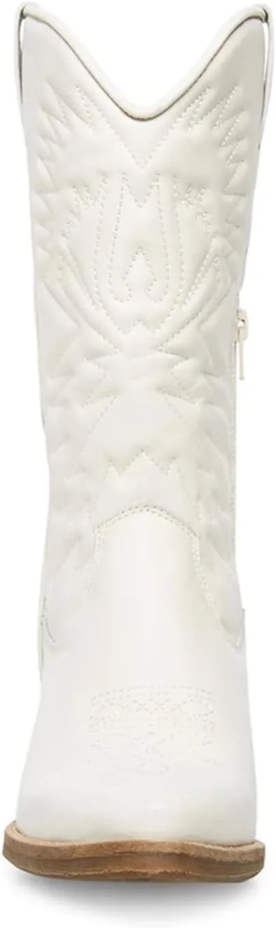 Lausiuoe Cowboy Boots For Women Mid Calf Cowgirl Western Boots Embroidery Low Heel Knee High Fashion Chunky Booties