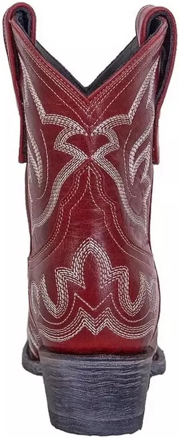 Lausiuoe Cowboy Boots For Women Wide Calf Wide Foot Embroidered Western Cowgirl Style Knee High Chunky Heel Fashion Boot