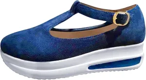 Lausiuoe Sneakers For Women Platform Slip On Fashion Canvas Shoes Lightweight Non-Slip Casual Comfortable Walking Flat Loafer