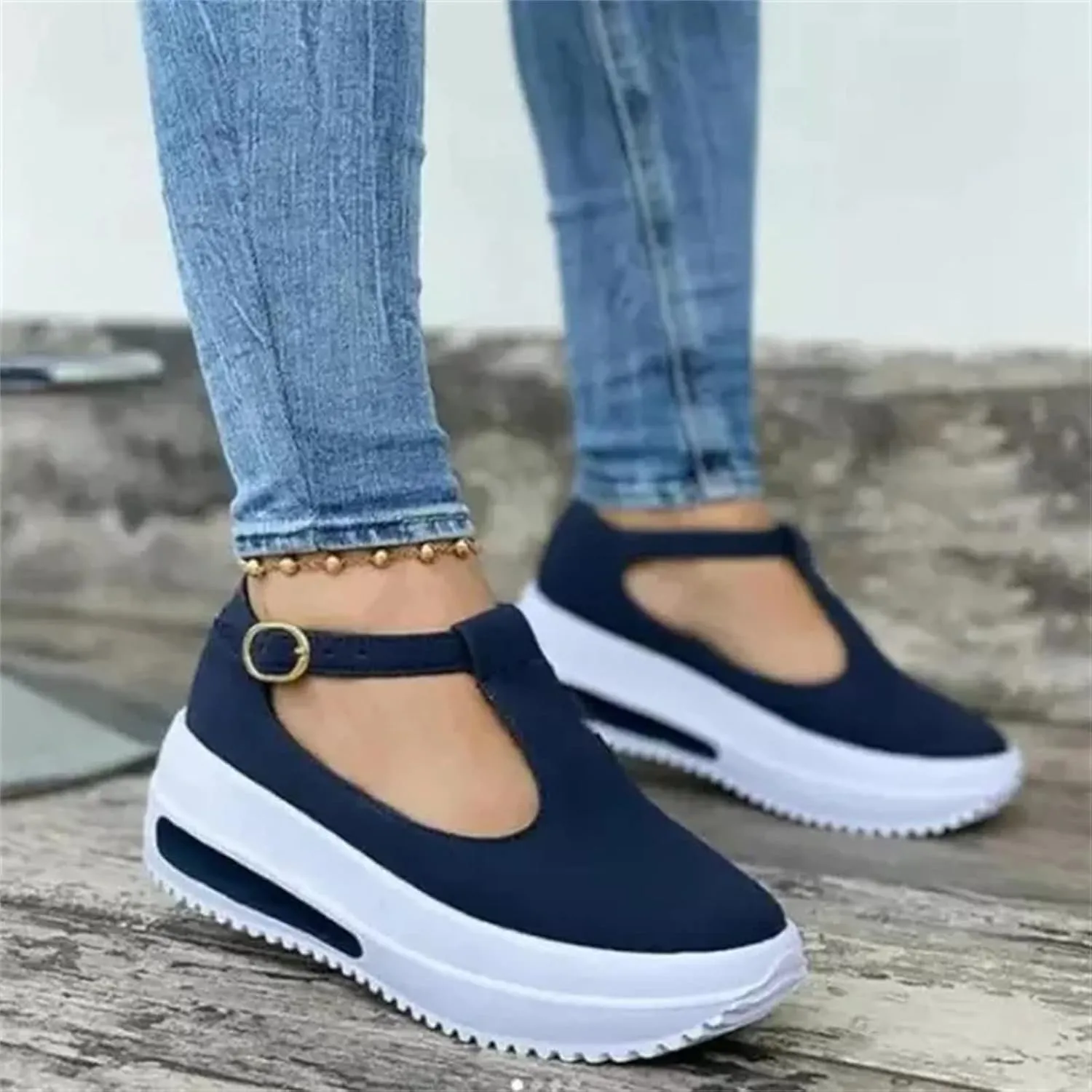 Lausiuoe Sneakers For Women Platform Slip On Fashion Canvas Shoes Lightweight Non-Slip Casual Comfortable Walking Flat Loafer