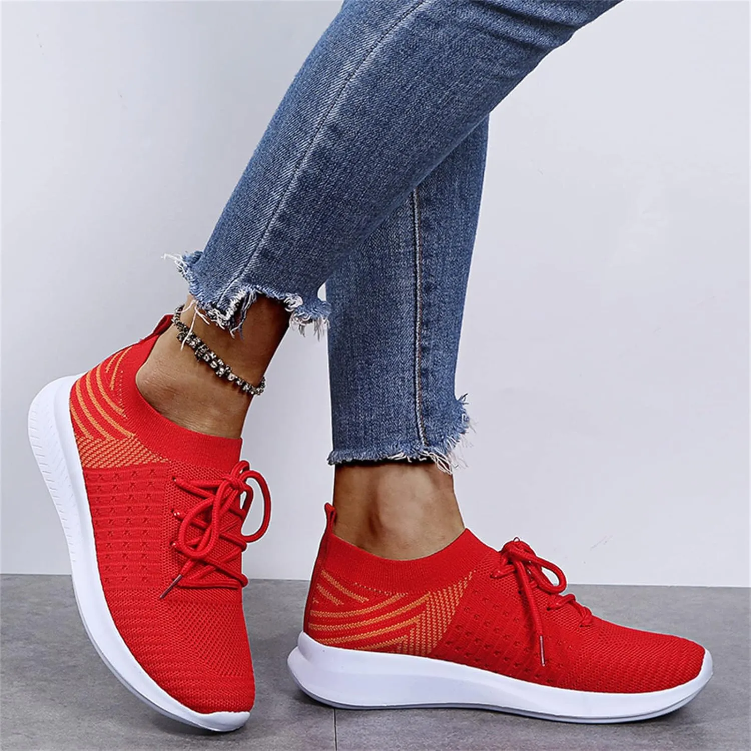 Lausiuoe Sneakers For Women Slip On Arch Support Walking Shoes Non Slip Fashion Casual Comfort Gym Sports Running Shoes