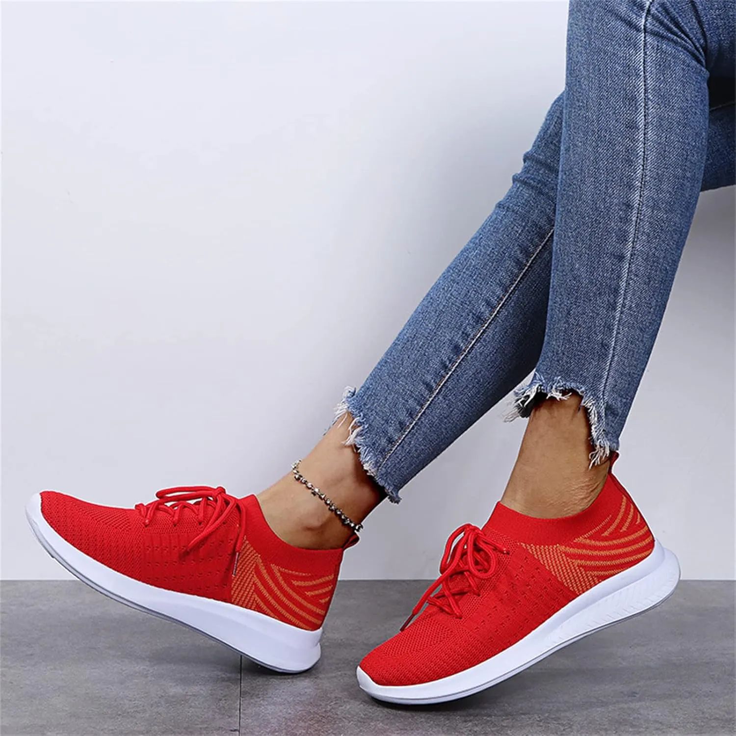 Lausiuoe Sneakers For Women Slip On Arch Support Walking Shoes Non Slip Fashion Casual Comfort Gym Sports Running Shoes