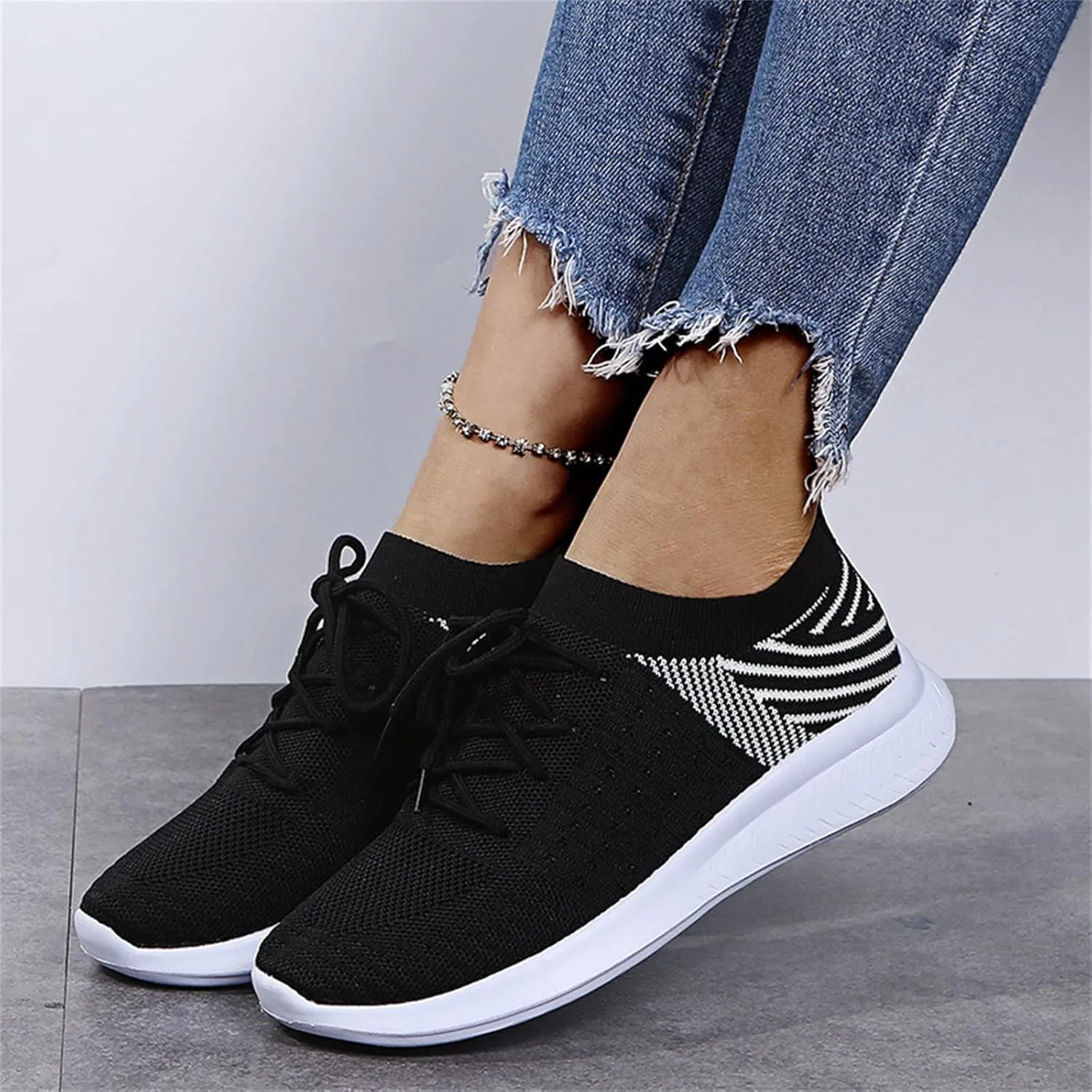 Lausiuoe Sneakers For Women Walking Shoes Comfortable Tennis Shoes Breathable Casual Gym Workout Restaurant Work Shoes