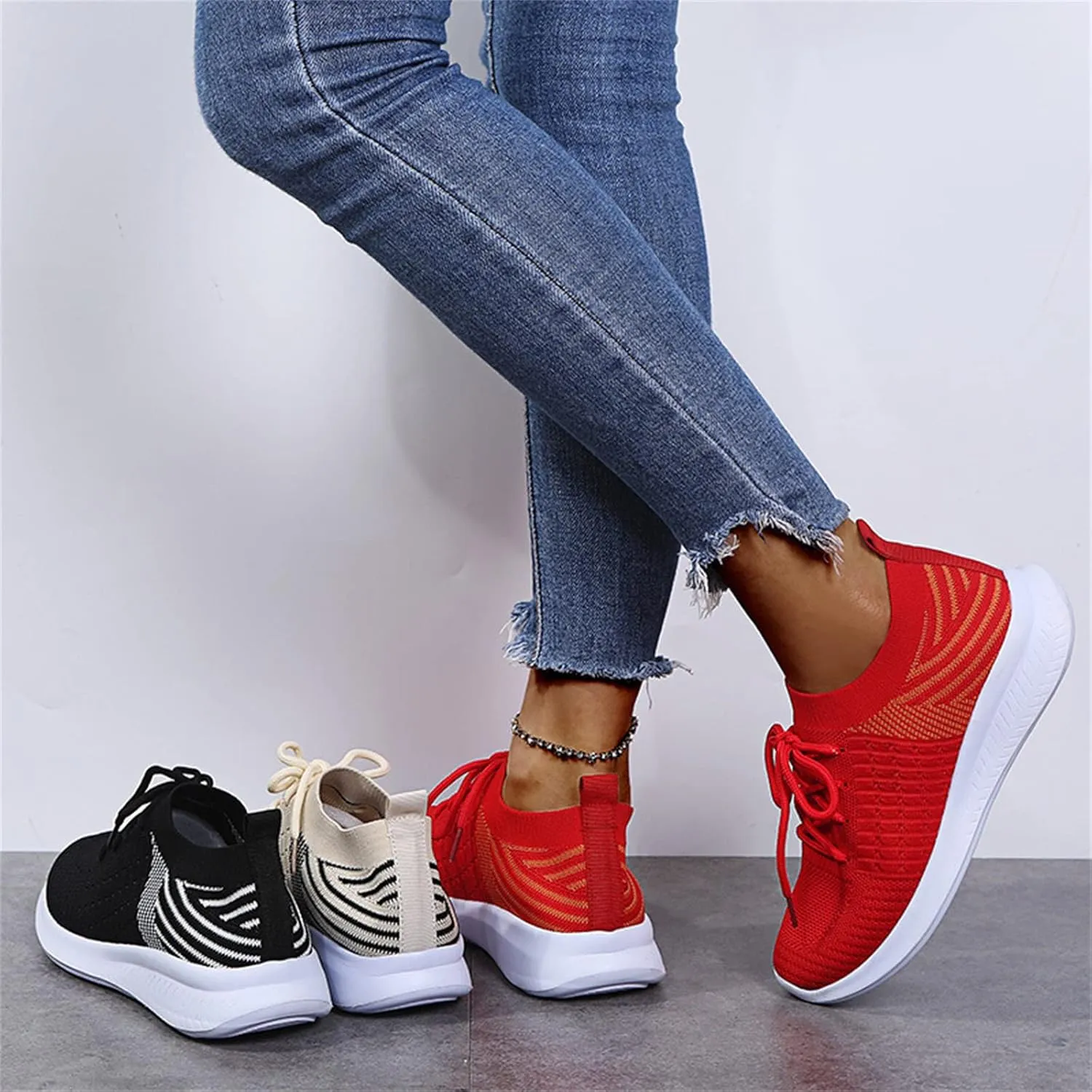 Lausiuoe Sneakers For Women Walking Shoes Comfortable Tennis Shoes Breathable Casual Gym Workout Restaurant Work Shoes