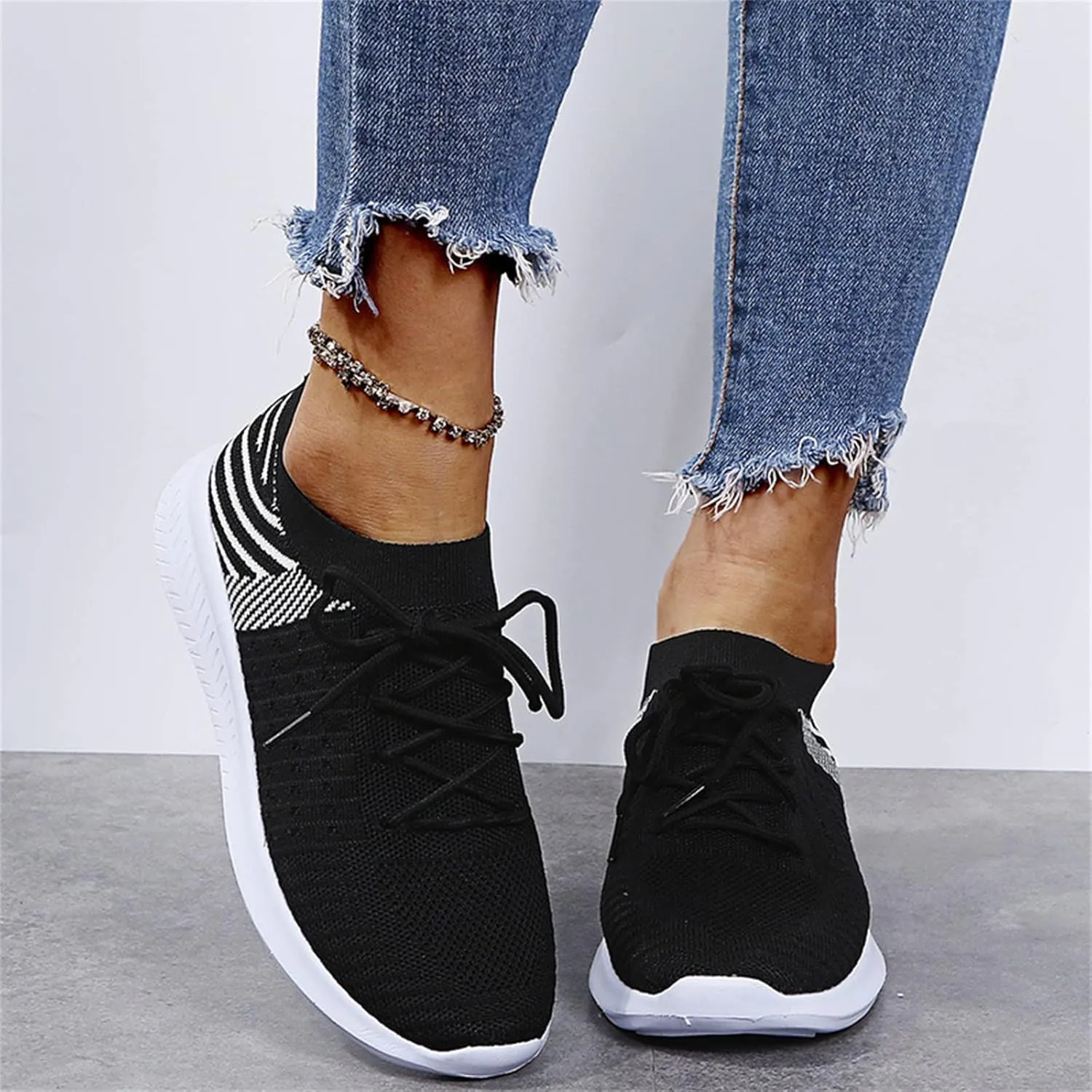 Lausiuoe Sneakers For Women Walking Shoes Comfortable Tennis Shoes Breathable Casual Gym Workout Restaurant Work Shoes