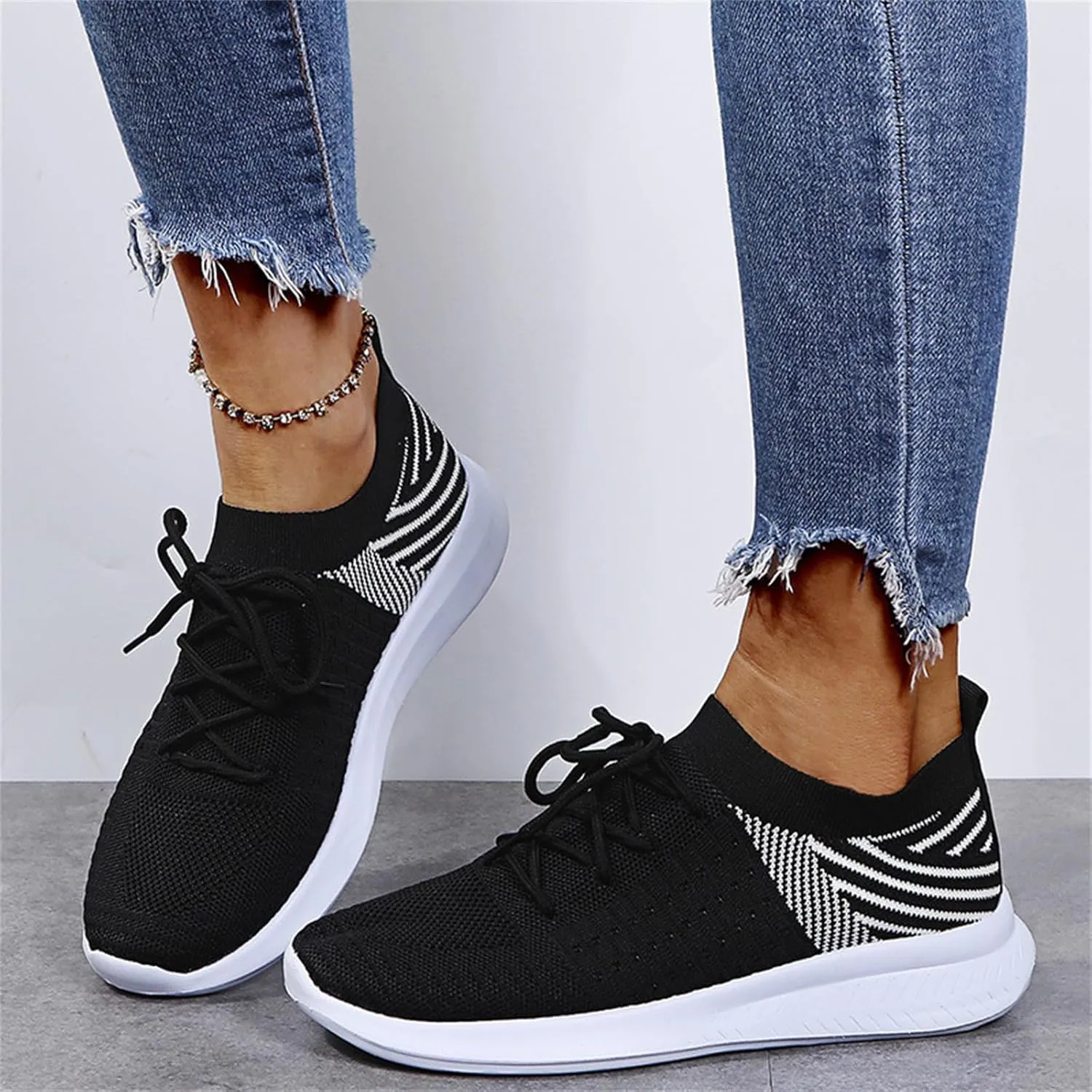 Lausiuoe Sneakers For Women Walking Shoes Comfortable Tennis Shoes Breathable Casual Gym Workout Restaurant Work Shoes