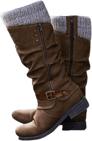 Lausiuoe Winter Boots For Women Fashion 2022 Platform Mid Calf Low Heel Round-Toe Side Zip Punk Lace Up Military Combat Boots