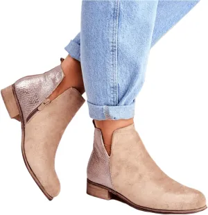 Lausiuoe Womens Boots Ankle Low Heel Cut Out Stacked Chunky Block Casual Dressy Slip on Fashion Wide Width Ankle Booties
