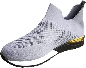 Lausiuoe Women's Fashion Sneakers Slip On Running Shoes Ladies Walking Tennis Mesh Lightweight Breathable Casual Shoes