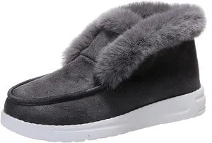 Lausiuoe Womens Winter Boots With Fur Lined Fluffy Fuzzy Slipper Ankle Boots Soft Cozy Fashion Casual Walking Shoes