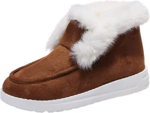 Lausiuoe Womens Winter Boots With Fur Lined Fluffy Fuzzy Slipper Ankle Boots Soft Cozy Fashion Casual Walking Shoes