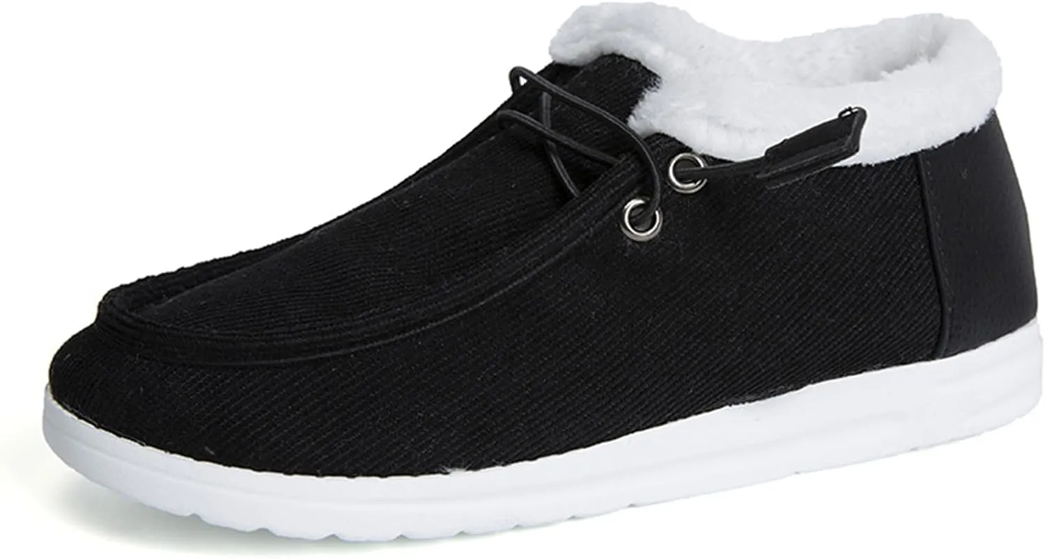 Lausiuoe Womens Winter Boots With Fur Lined Warm Snow Fuzzy Ankle Booties Flat Cute Silp On Comfortable Casual Loafers
