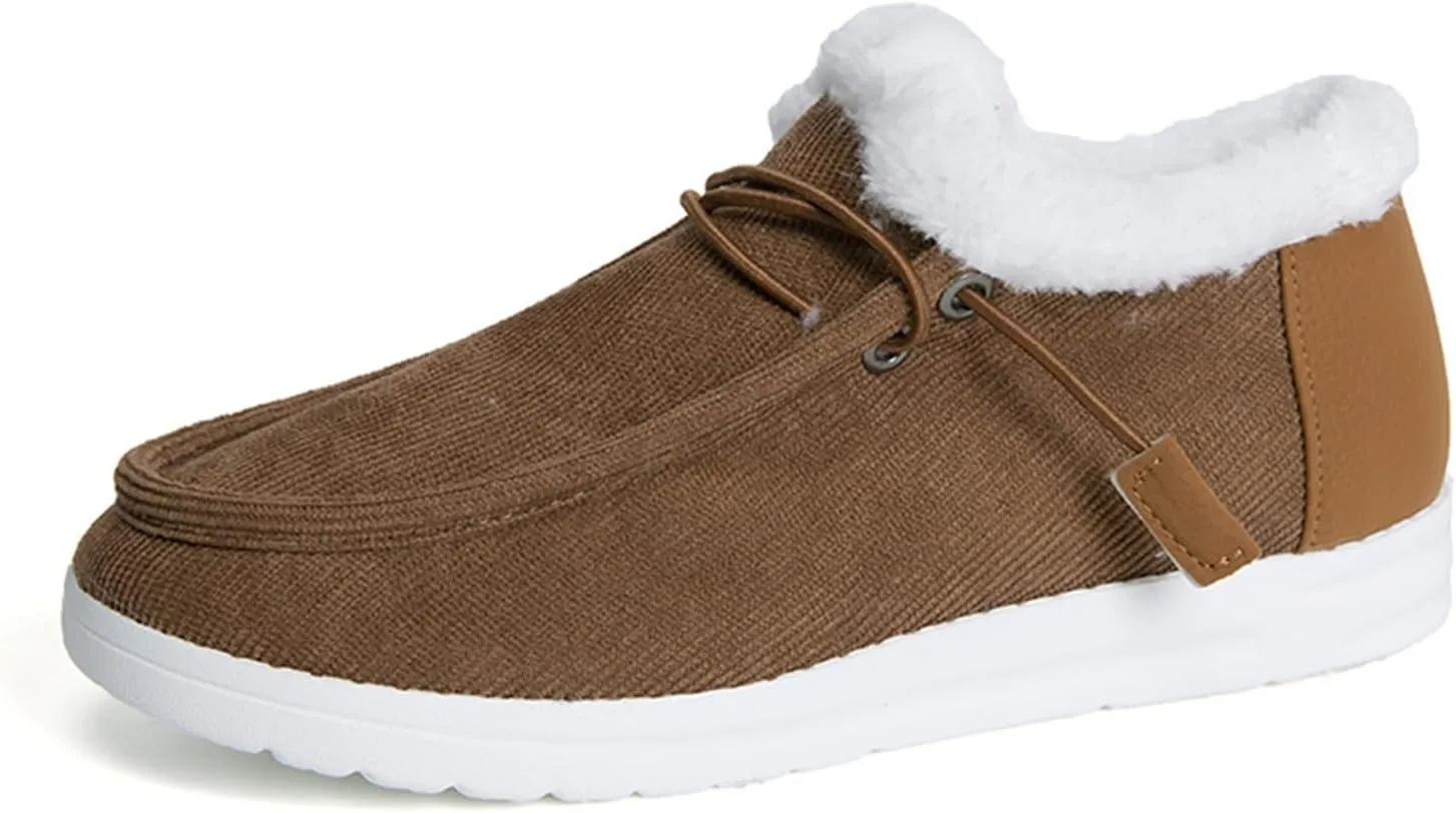 Lausiuoe Womens Winter Boots With Fur Lined Warm Snow Fuzzy Ankle Booties Flat Cute Silp On Comfortable Casual Loafers