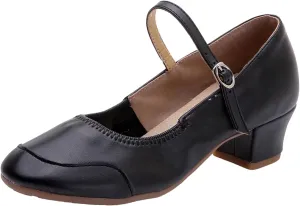 Low Heel Pumps Women's Dress Shoes T Strap Mary Janes Ladies Elegant Dancing Shoe Comfortable Closed Toe Heels