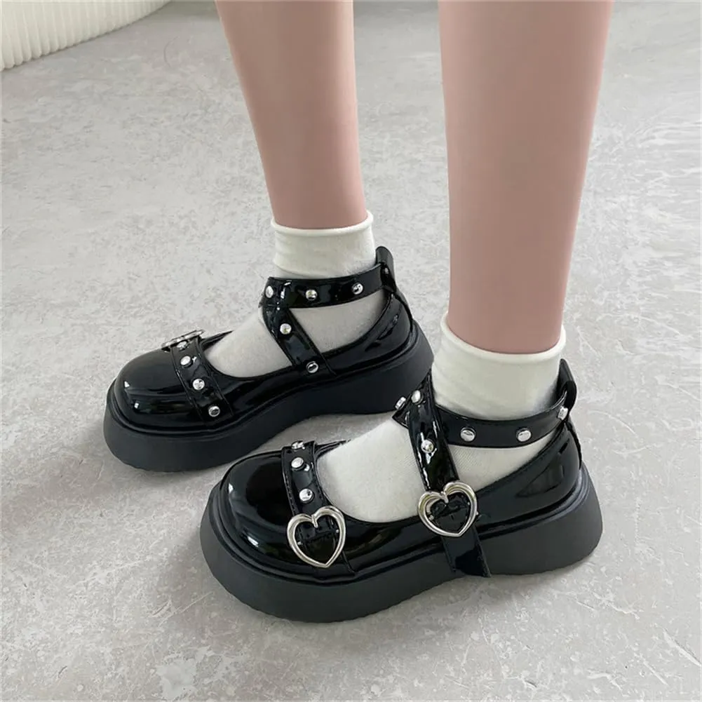 Mary Jane Shoes for Women, Sweet Ankle Strap Chunky Heel Goth Platform Dress Pumps Lolita Shoes Round Toe Oxfords Shoes