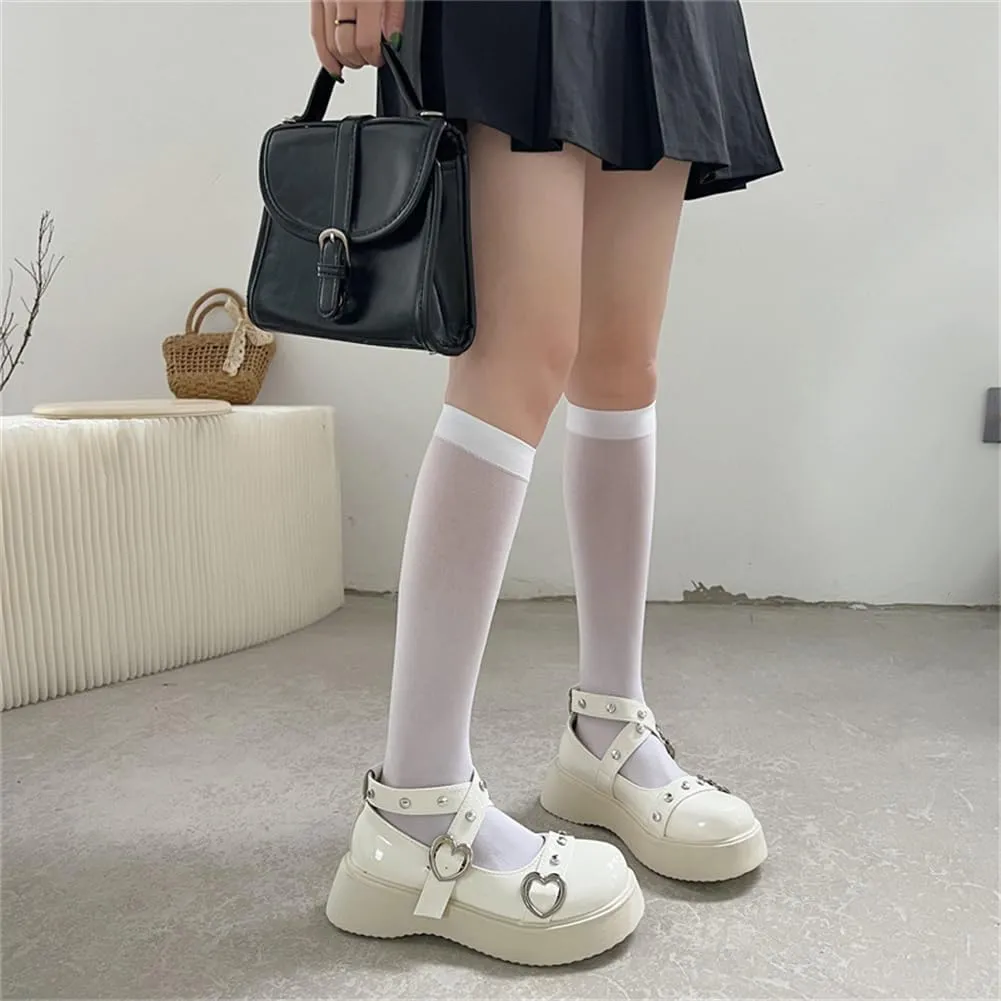 Mary Jane Shoes for Women, Sweet Ankle Strap Chunky Heel Goth Platform Dress Pumps Lolita Shoes Round Toe Oxfords Shoes