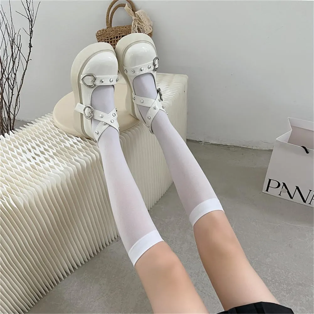 Mary Jane Shoes for Women, Sweet Ankle Strap Chunky Heel Goth Platform Dress Pumps Lolita Shoes Round Toe Oxfords Shoes