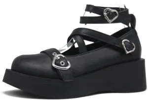 Mary Jane Shoes for Women, Sweet Ankle Strap Chunky Heel Goth Platform Dress Pumps Lolita Shoes Round Toe Oxfords Shoes