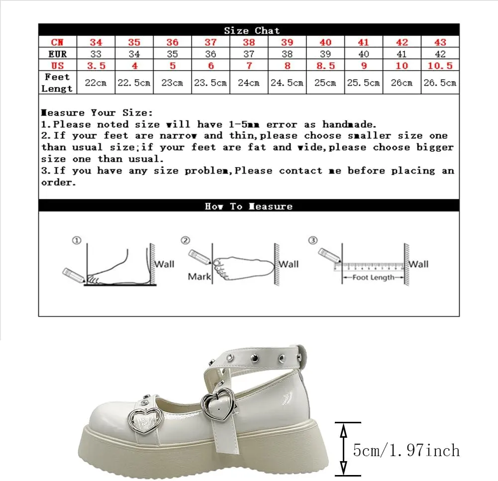 Mary Jane Shoes for Women, Sweet Ankle Strap Chunky Heel Goth Platform Dress Pumps Lolita Shoes Round Toe Oxfords Shoes