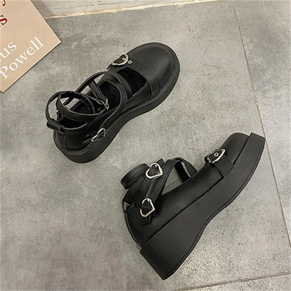 Mary Jane Shoes for Women, Sweet Ankle Strap Chunky Heel Goth Platform Dress Pumps Lolita Shoes Round Toe Oxfords Shoes