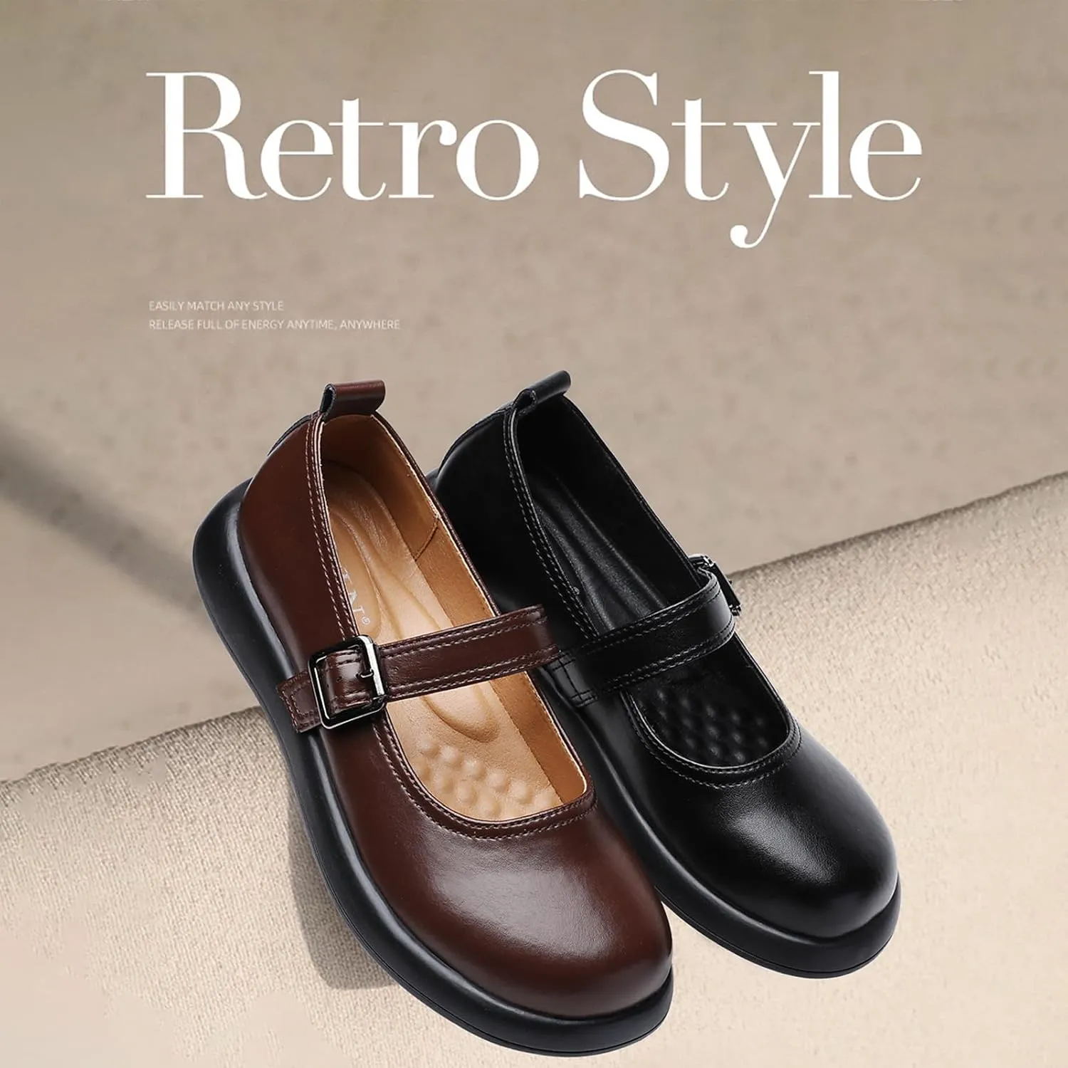Mary Jane Shoes Women Flat Comfortable Dressy Casual Ladies Office Work Shoes