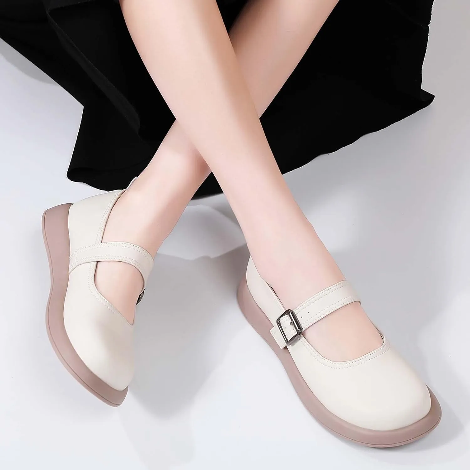 Mary Jane Shoes Women Flat Comfortable Dressy Casual Ladies Office Work Shoes
