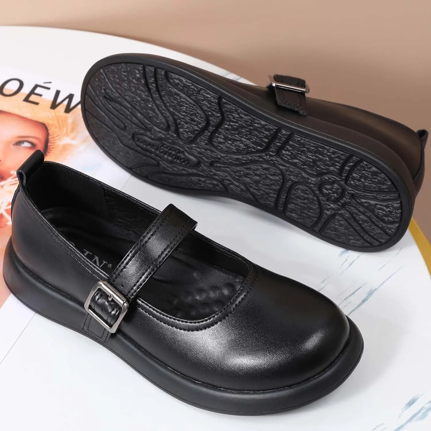 Mary Jane Shoes Women Flat Comfortable Dressy Casual Ladies Office Work Shoes