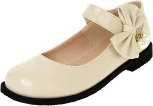 Meefit Women Flat Mary Janes Shoes Patent Leather Cute Pumps with Bow Uniform Shoes