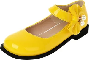 Meefit Women Flat Mary Janes Shoes Patent Leather Cute Pumps with Bow Uniform Shoes
