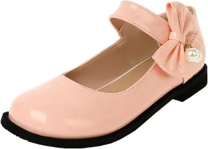 Meefit Women Flat Mary Janes Shoes Patent Leather Cute Pumps with Bow Uniform Shoes