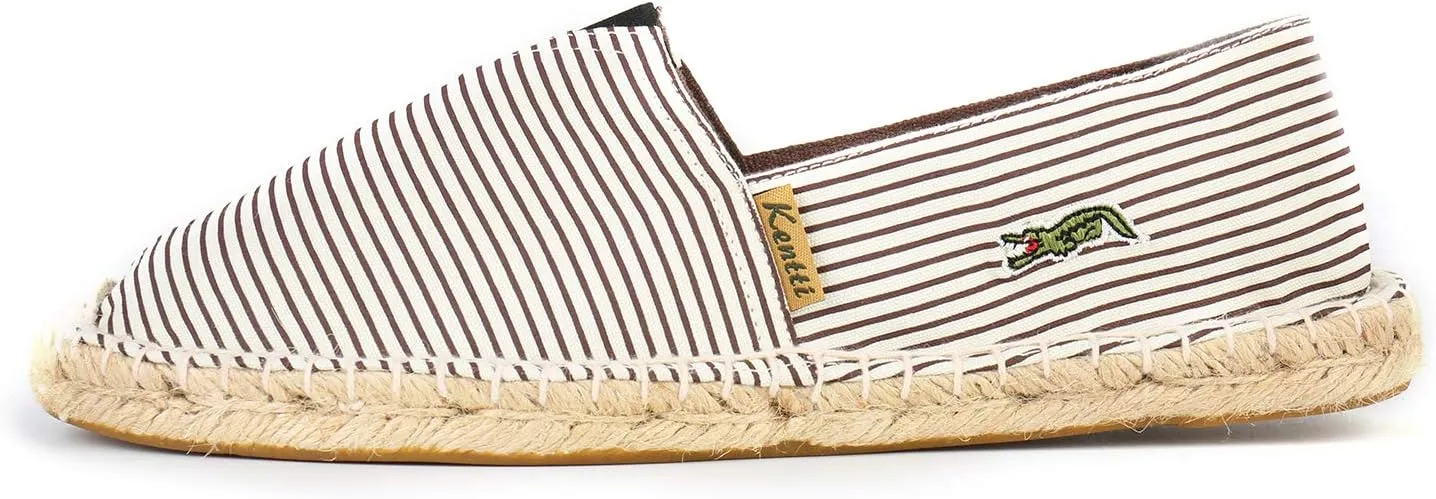 Men's Breathable Canvas Stripe Slip on Flat Espadrilles