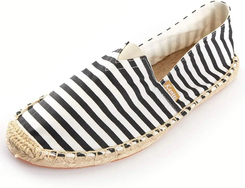 Men's Breathable Canvas Stripe Slip on Flat Espadrilles