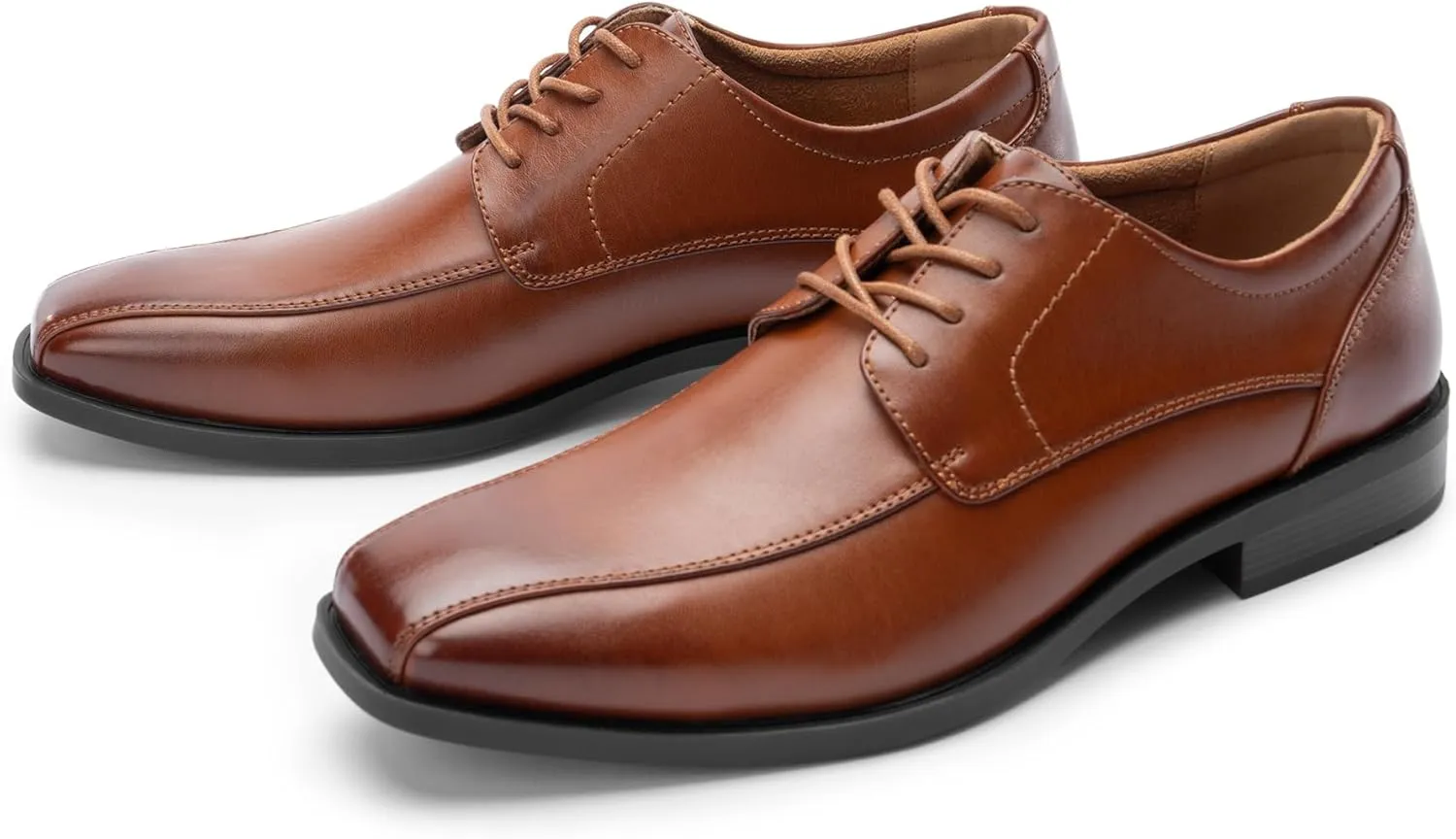 Mens Oxfords Classic Lace ups, Square Toe, Fabric Lining, Heel Pad Design, Tilden Style for Work and Formal Dressing