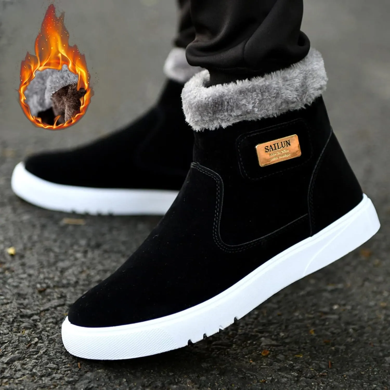 Men's Winter Boots High Top Men's Shoes Shoes Thickened Warm Snow Boots Snow Work Boots Men