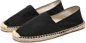 Mintzice Women's Solid Comfortable Slip on Canvas Espadrilles Flat Black 6.5 US