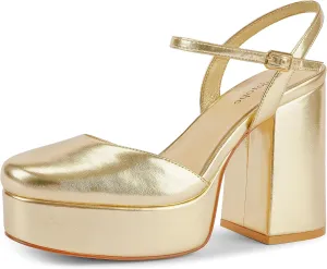 Modatope Platform Heels for Women Close Toe Chunky Block Heel Pumps Ankle Strap Platform Sandals Womens Wedding Party Pumps