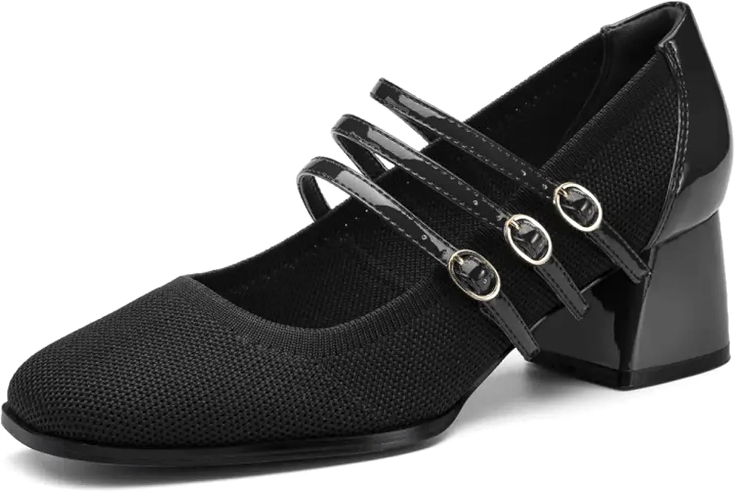 Mousse FIT Commute Women Pump Shoes with Square Toe Block Heeled Mary Janes
