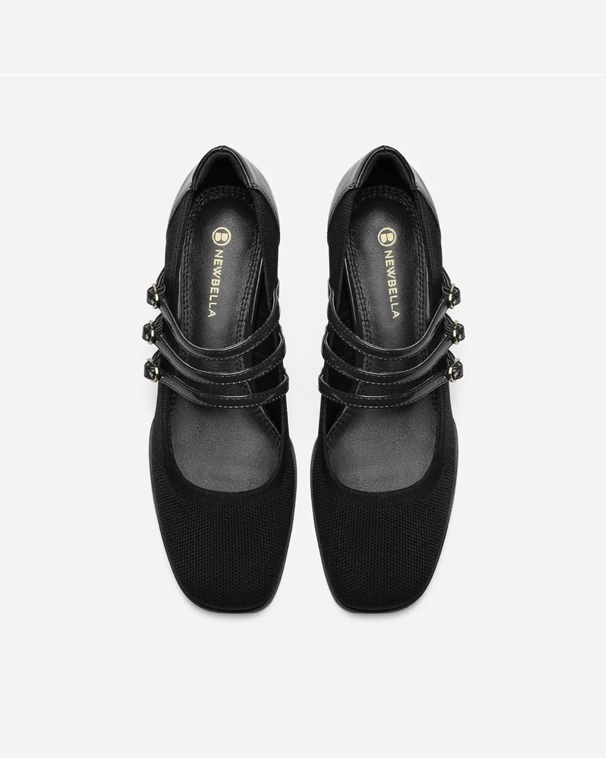 Mousse FIT Commute Women Pump Shoes with Square Toe Block Heeled Mary Janes