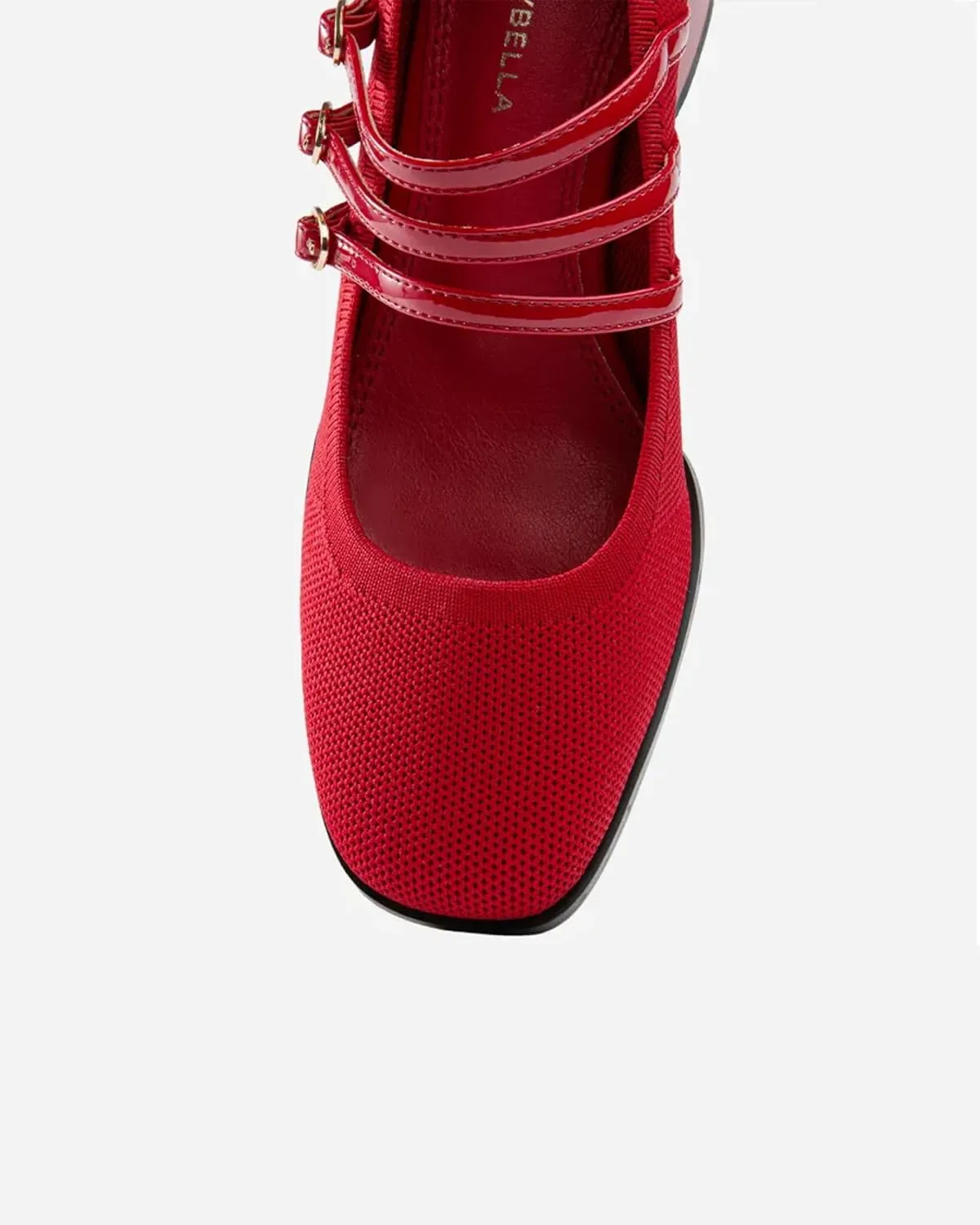 Mousse FIT Commute Women Pump Shoes with Square Toe Block Heeled Mary Janes