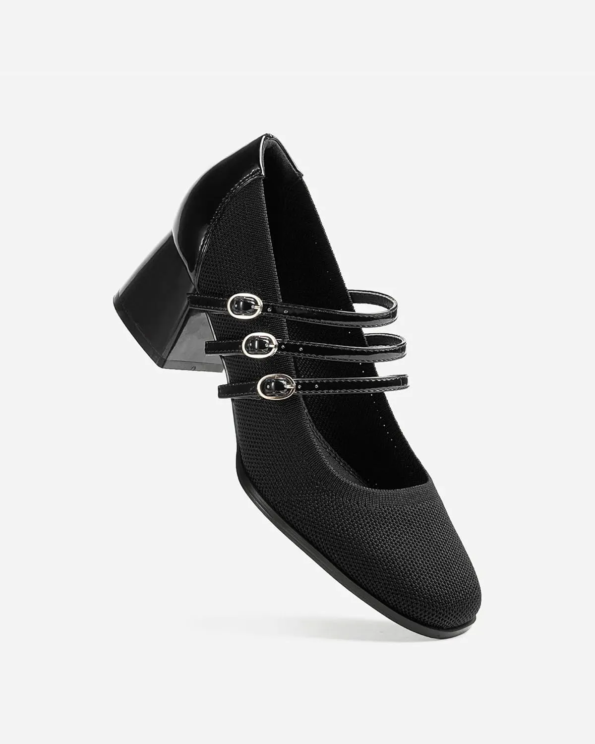 Mousse FIT Commute Women Pump Shoes with Square Toe Block Heeled Mary Janes