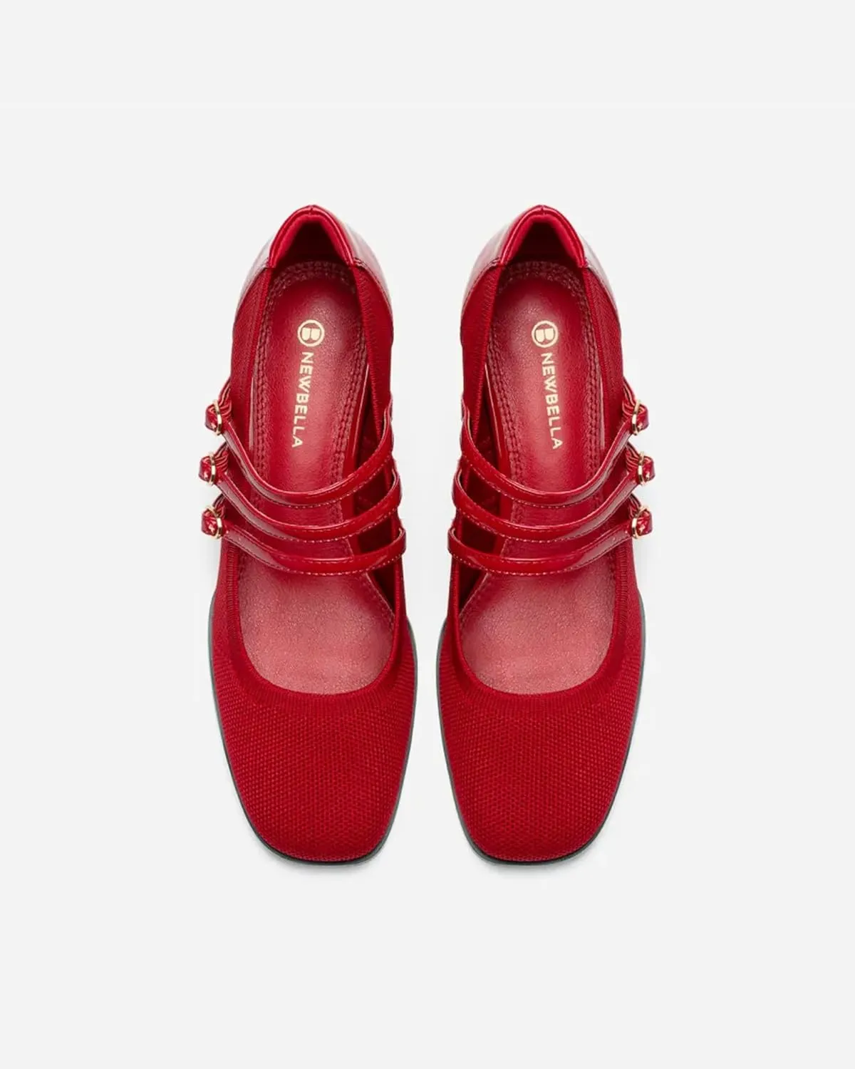 Mousse FIT Commute Women Pump Shoes with Square Toe Block Heeled Mary Janes