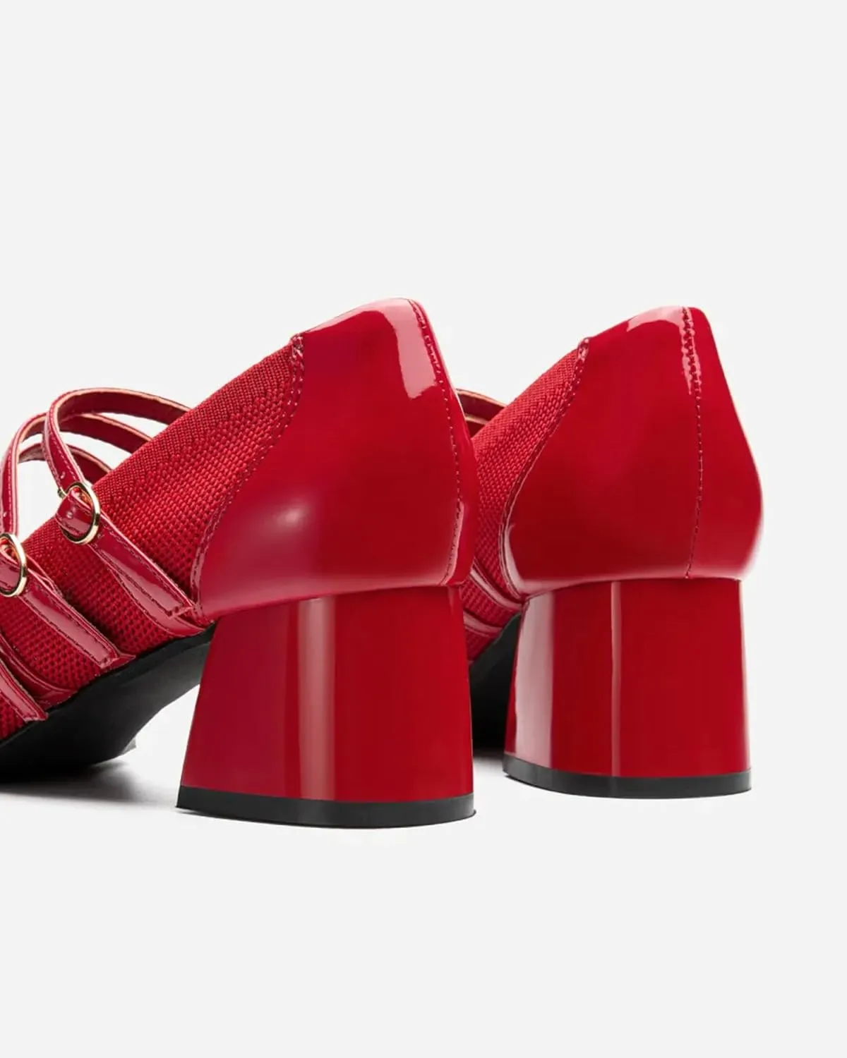 Mousse FIT Commute Women Pump Shoes with Square Toe Block Heeled Mary Janes