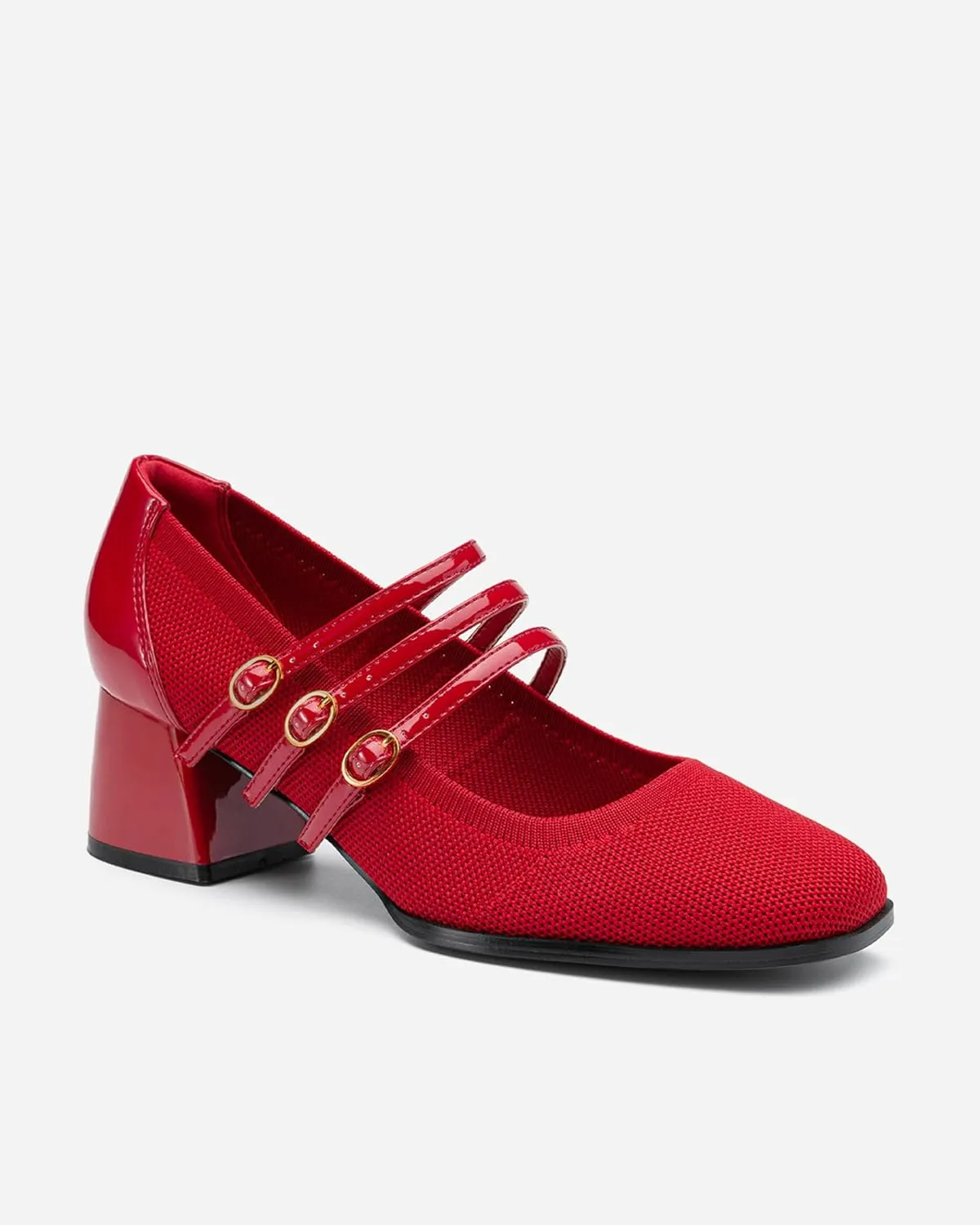Mousse FIT Commute Women Pump Shoes with Square Toe Block Heeled Mary Janes
