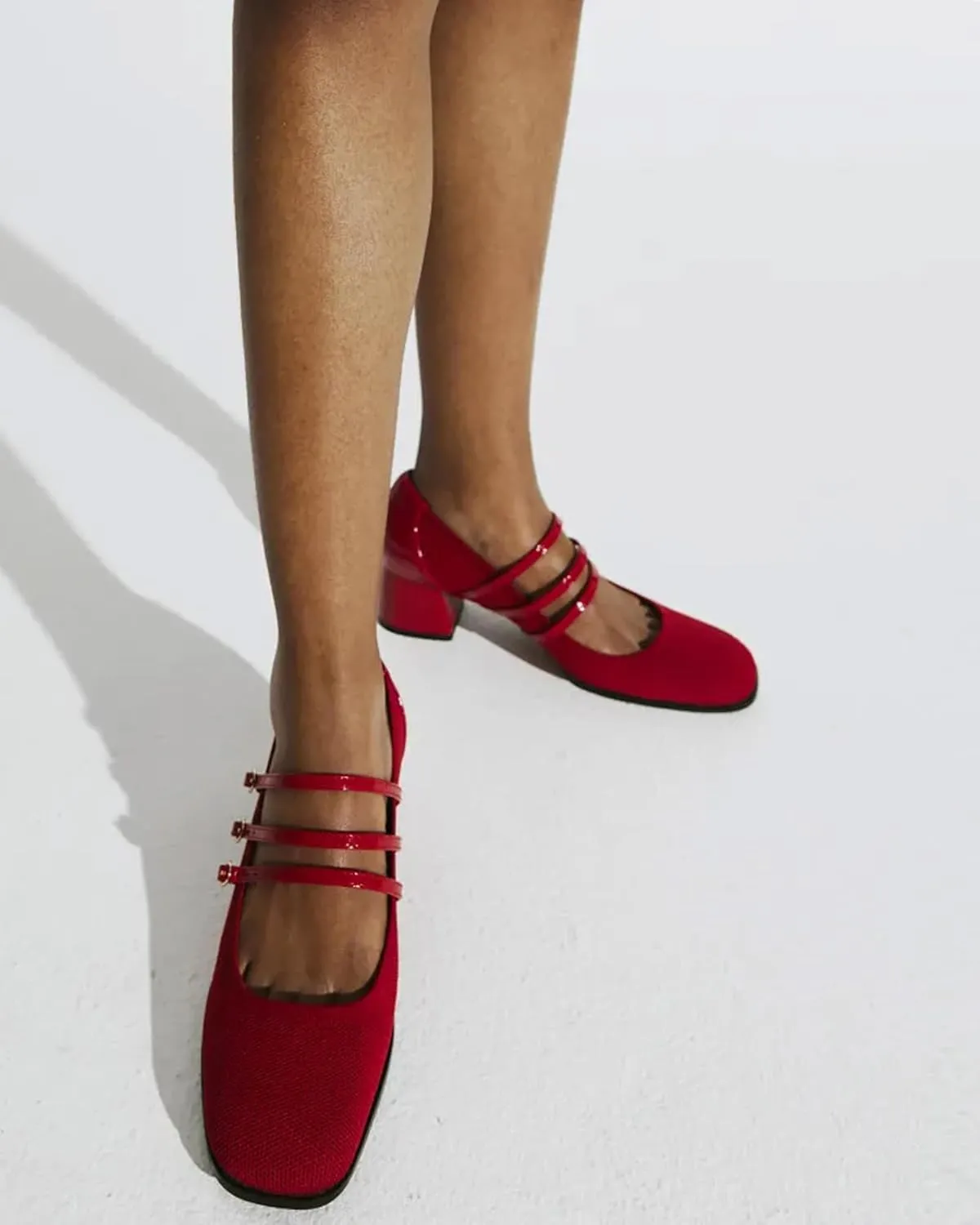 Mousse FIT Commute Women Pump Shoes with Square Toe Block Heeled Mary Janes