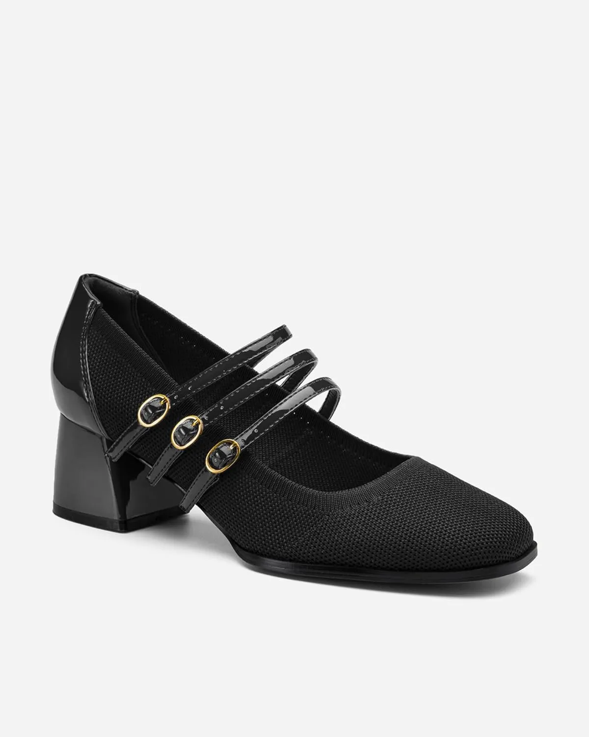 Mousse FIT Commute Women Pump Shoes with Square Toe Block Heeled Mary Janes