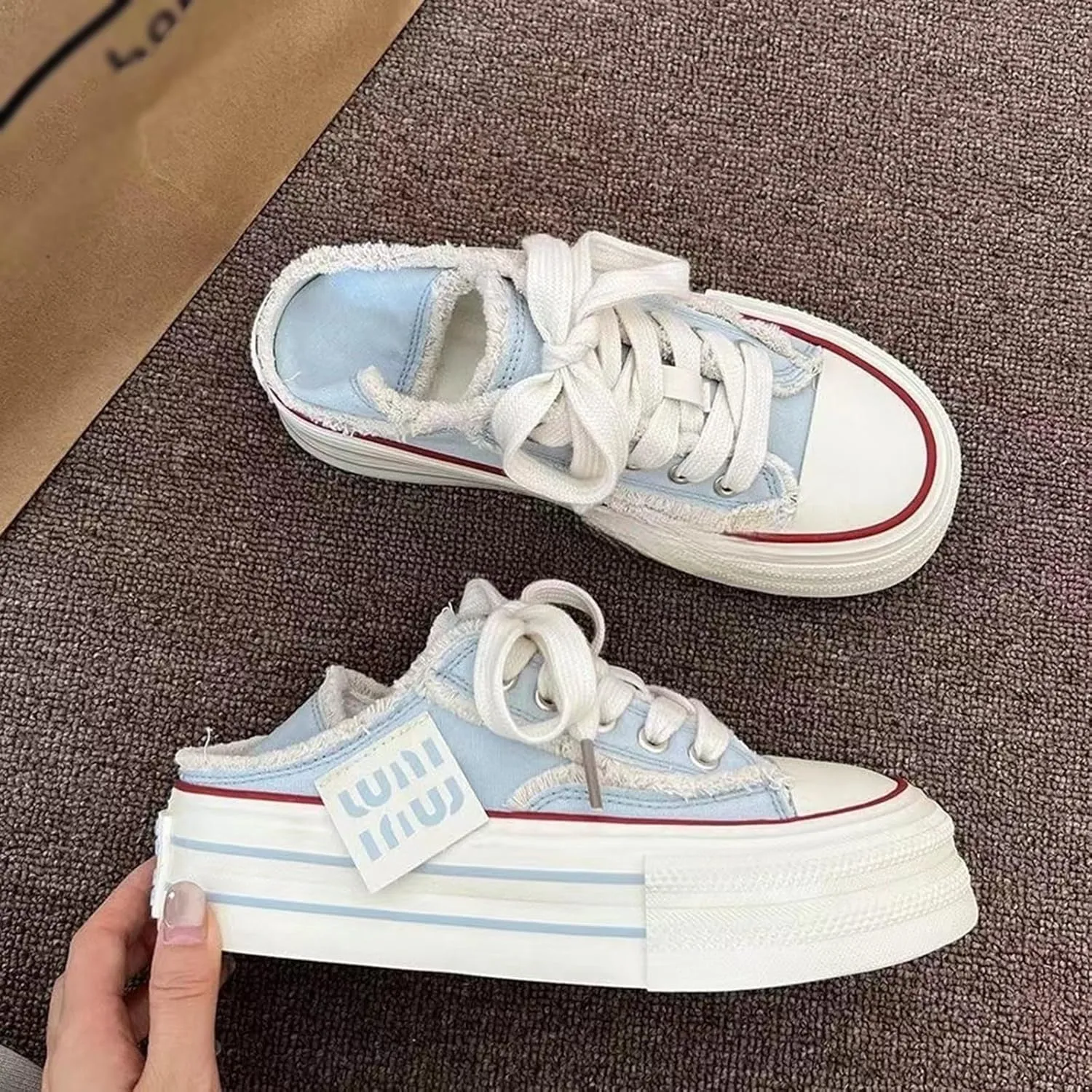Mule Sneakers for Women 2025,Womens Canvas Mules Sneakers Platform Slip on and Pull on Two-wear Shoes,Mule Backless Holiday Shoes,Mule Sneakers for Women Wide Width