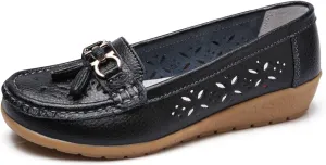 Orthopedic Women Summer Slip On Loafers Breathable Leather Comfortable Walking Shoes for Work Casual Wear