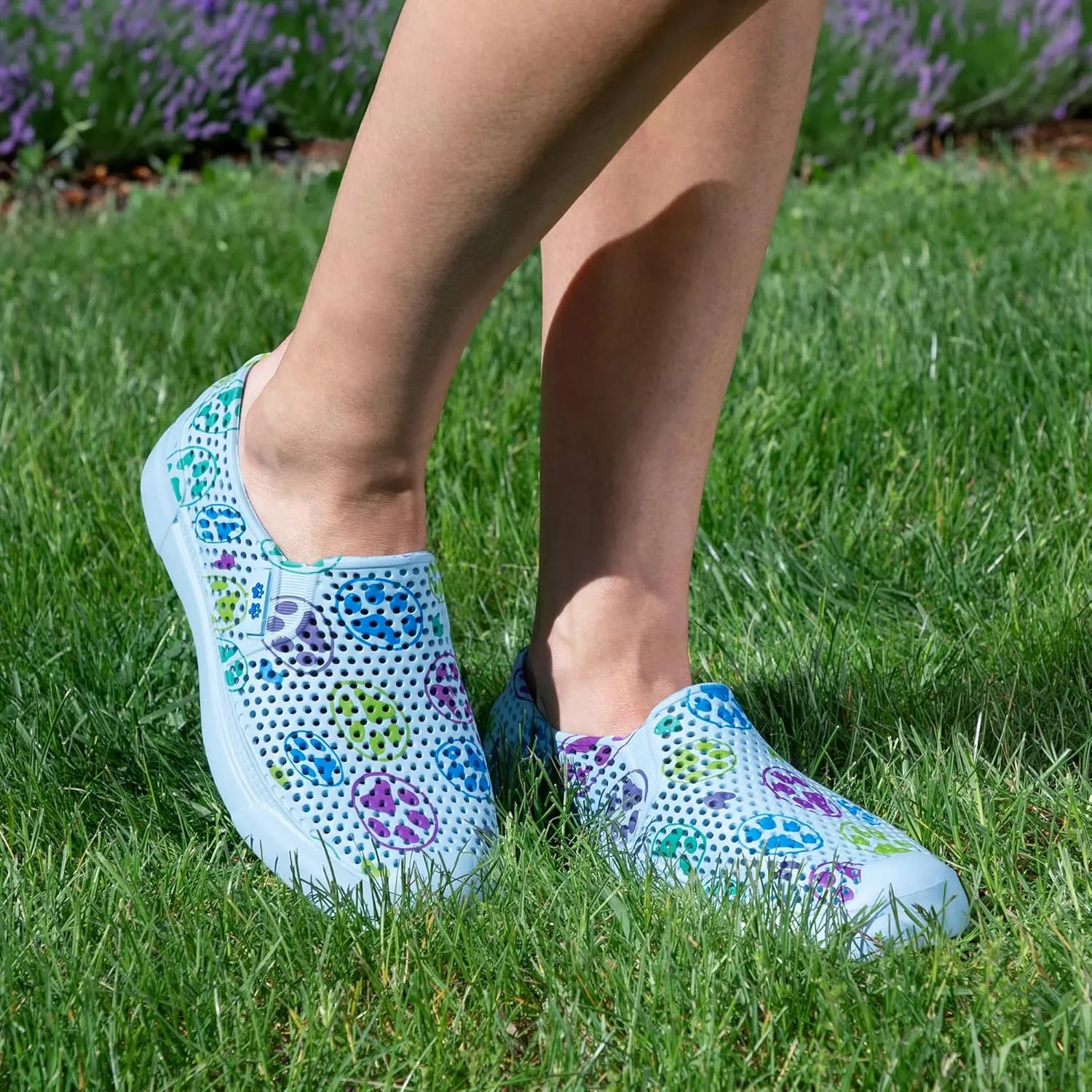 Paw Print Lightweight Slip On Shoes Quick Dry Ultra Light EVA Water Friendly Animal Print Casual Footwear for Women