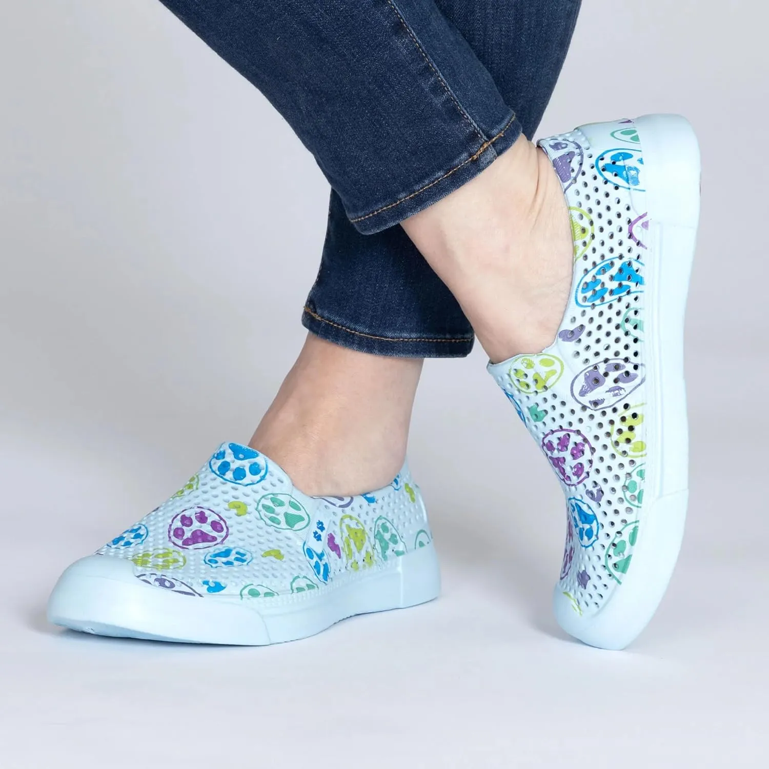 Paw Print Lightweight Slip On Shoes Quick Dry Ultra Light EVA Water Friendly Animal Print Casual Footwear for Women