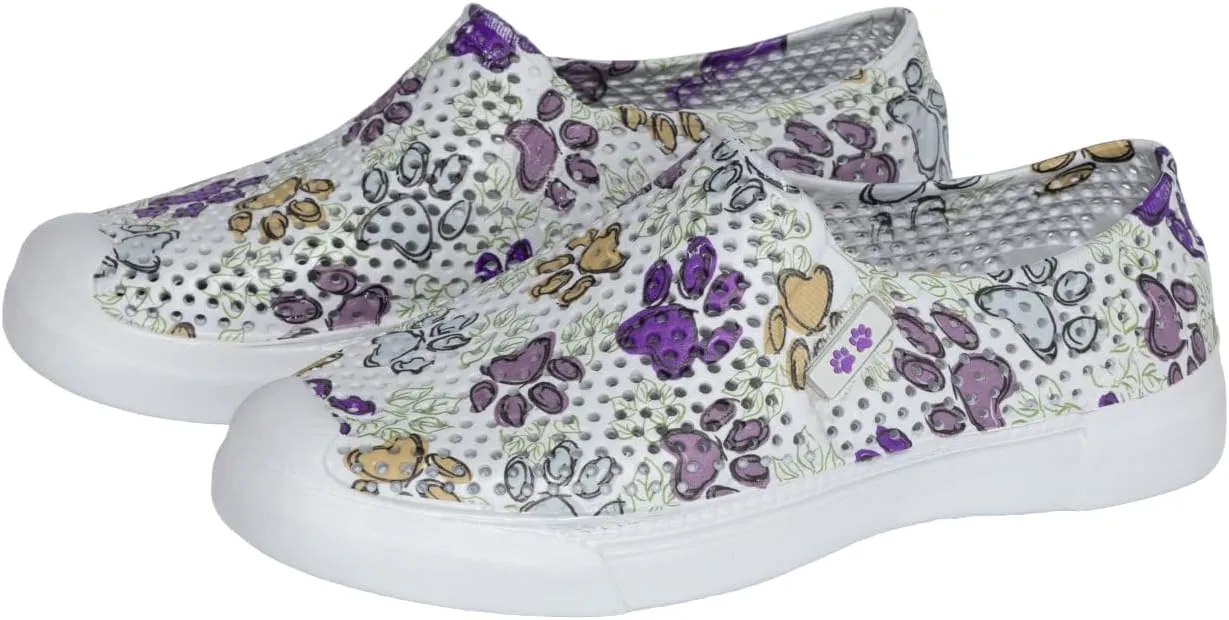 Paw Print Lightweight Slip On Shoes Quick Dry Ultra Light EVA Water Friendly Animal Print Casual Footwear for Women